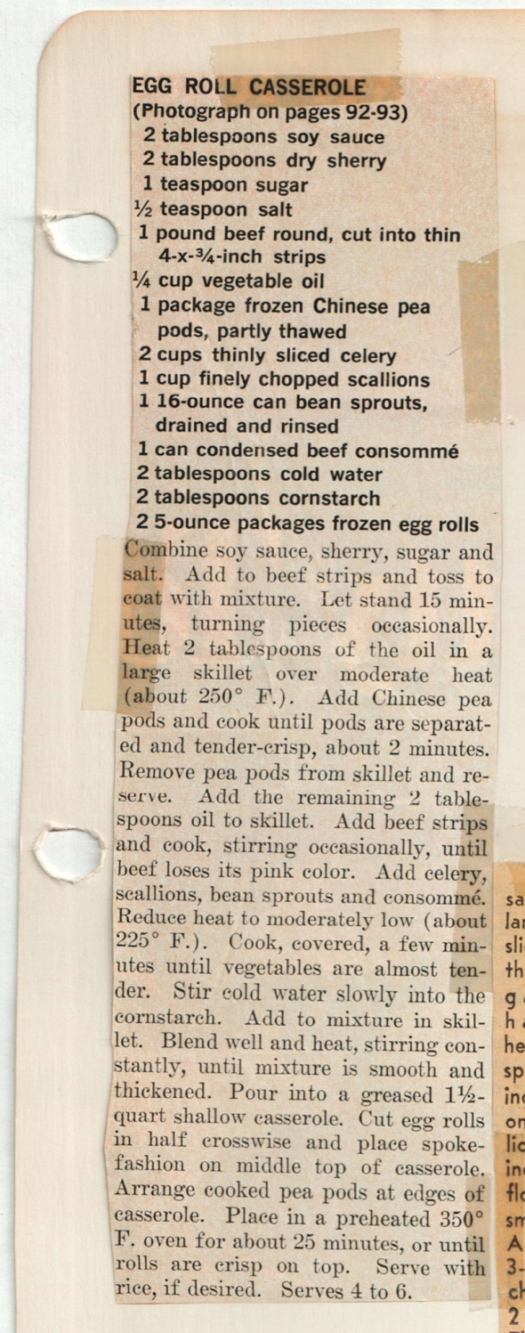 mom's egg roll casserole recipe
