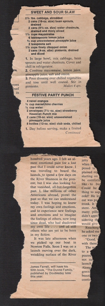 A scan of Mom's original sweet and sour slaw recipe