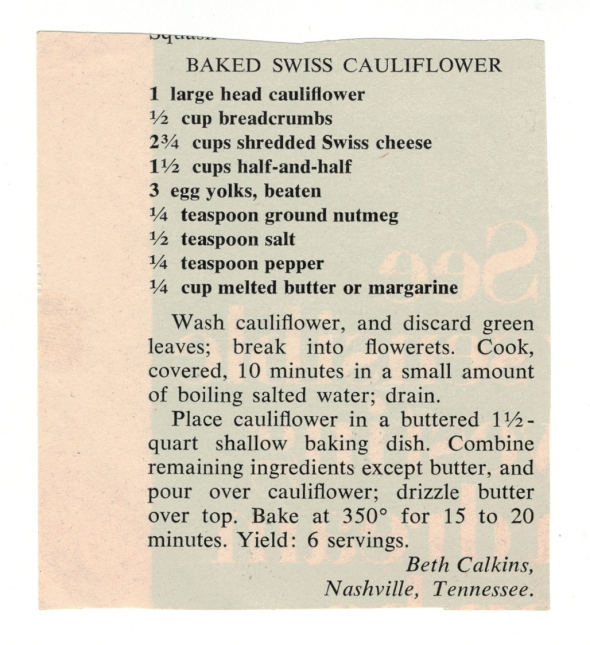 A Baked Swiss Cauliflower Recipe