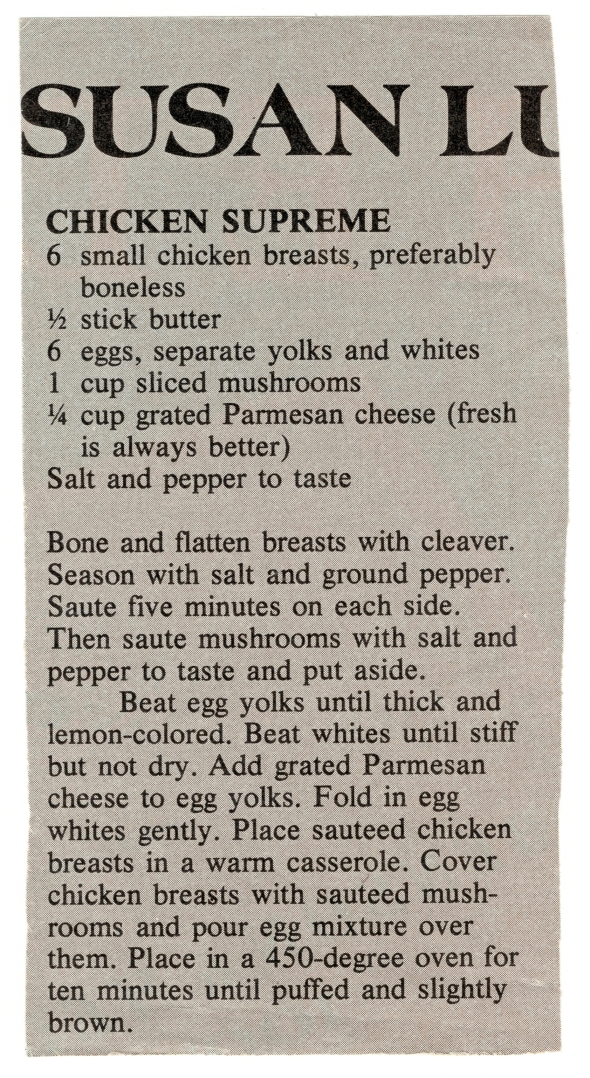 Chicken Supreme Original Recipe Scan